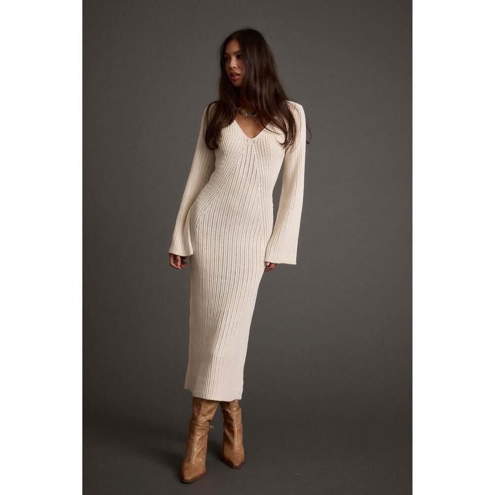 12th Tribe Nolita Cream Midi Sweater Dress Size XS